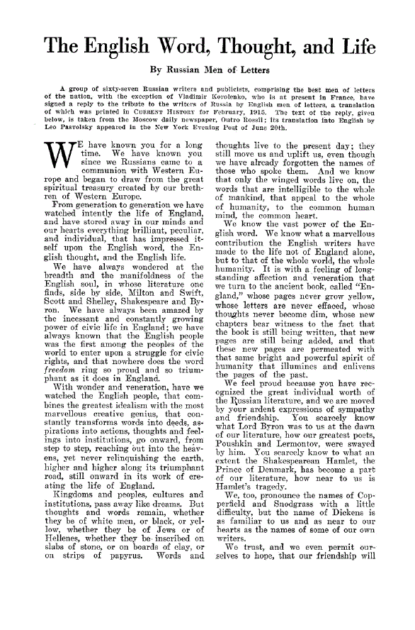 First page of The English Word, Thought, and Life