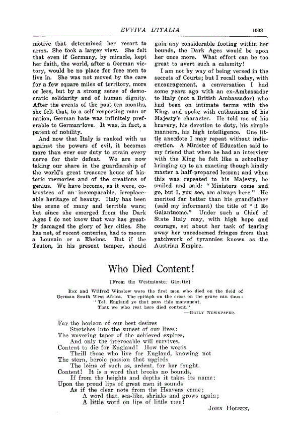 First page of Who Died Content!