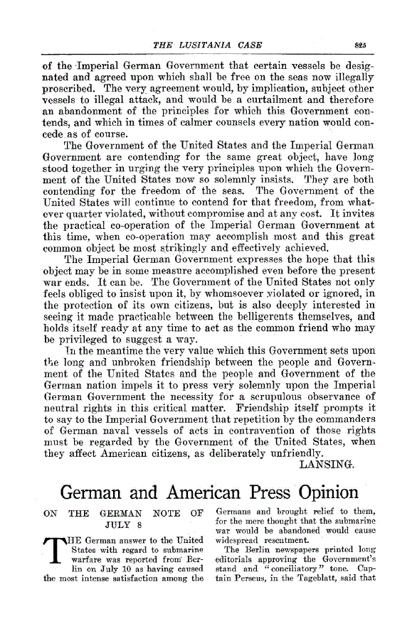 First page of German and American Press Opinion