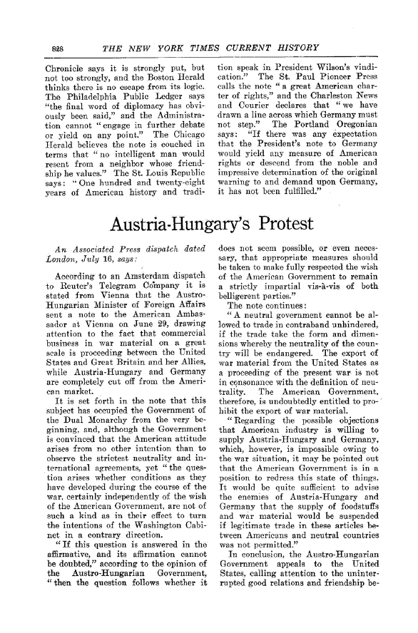 First page of Austria-Hungary’s Protest