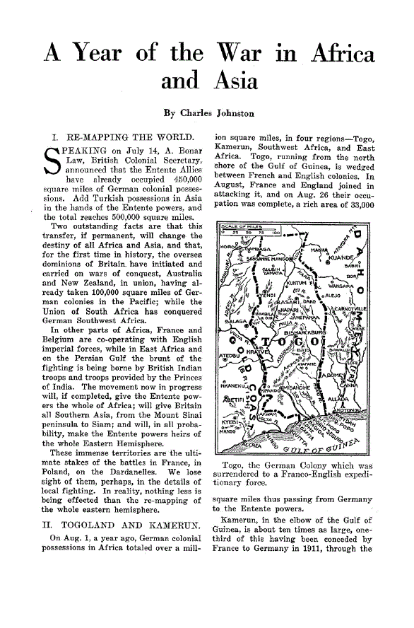 First page of A Year of the War in Africa and Asia