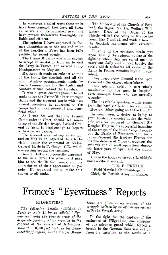 First page of France’s “Eyewitness” Reports
