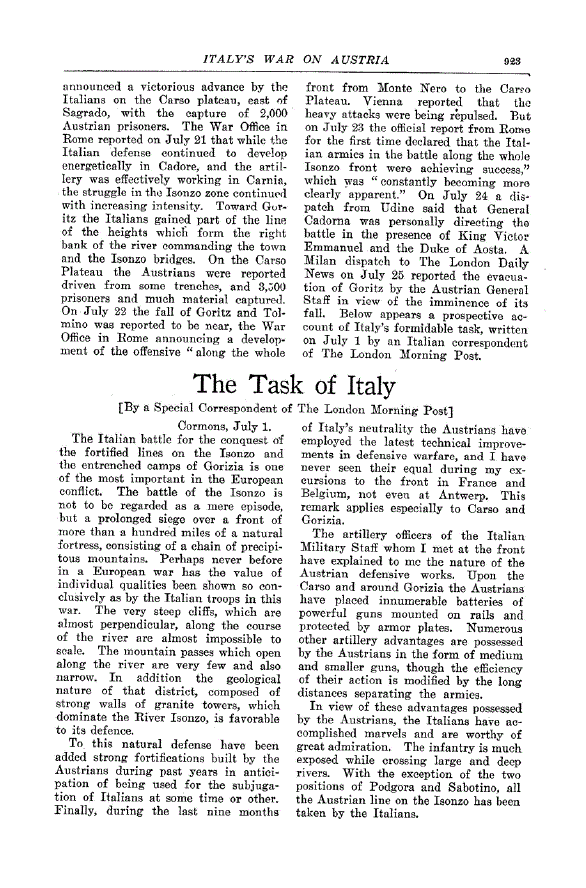 First page of The Task of Italy