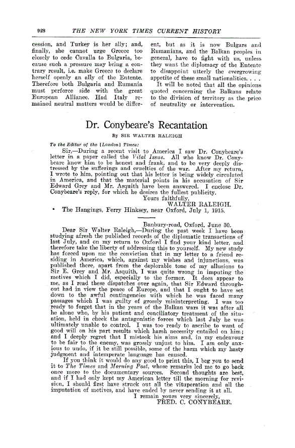 First page of Dr. Conybeare’s Recantation