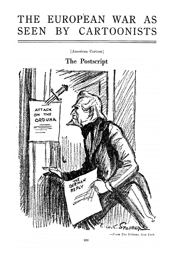First page of The European War As Seen By Cartoonists