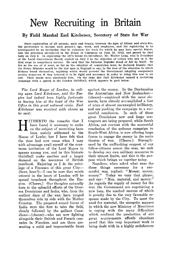 First page of New Recruiting in Britain