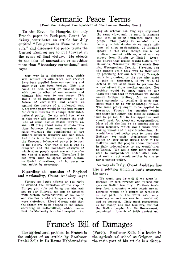 First page of Germanic Peace Terms