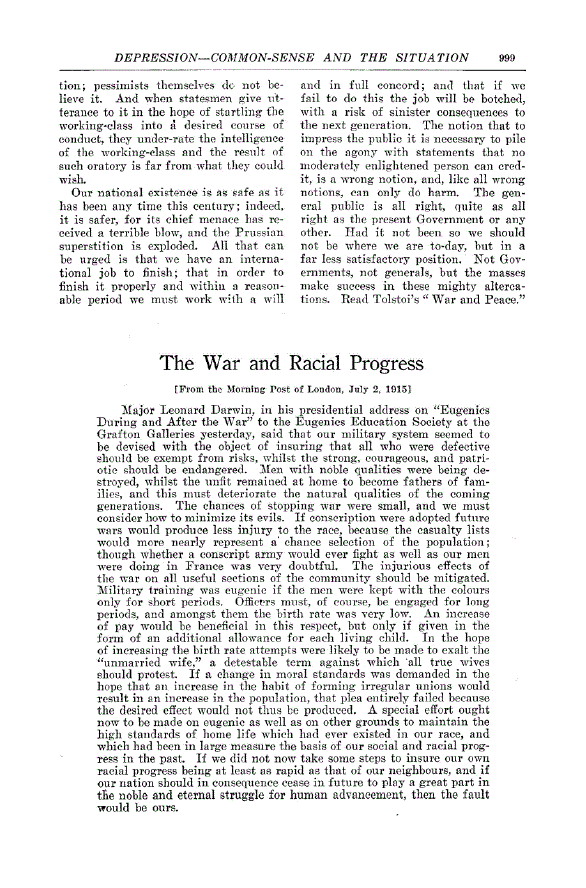 First page of The War and Racial Progress