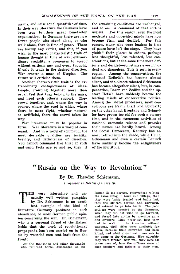First page of “Russia on the Way to Revolution”
