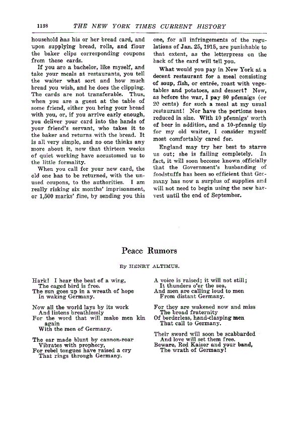 First page of Peace Rumors