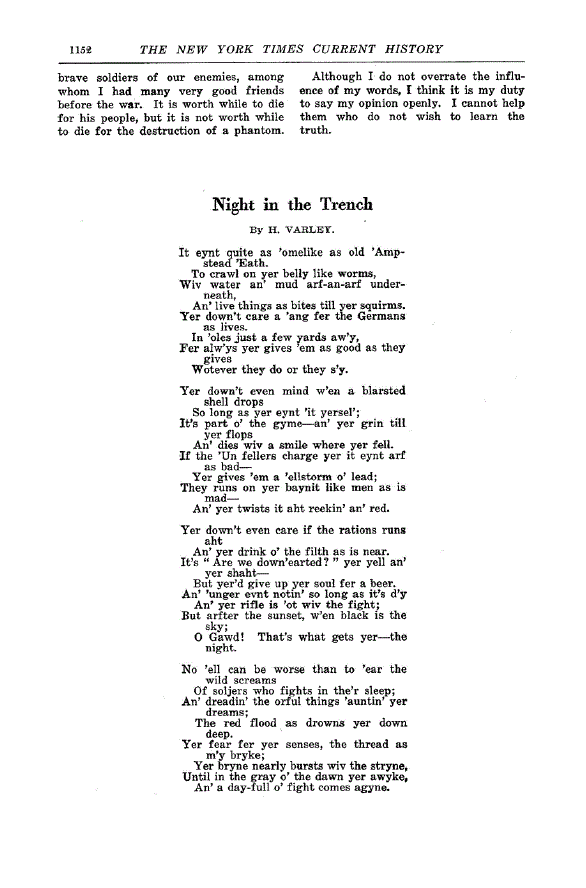 First page of Night in the Trench