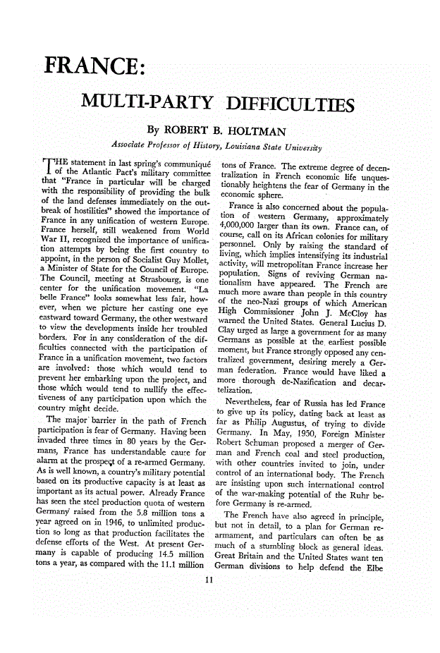 First page of France<subtitle>Multi-Party Difficulties</subtitle>