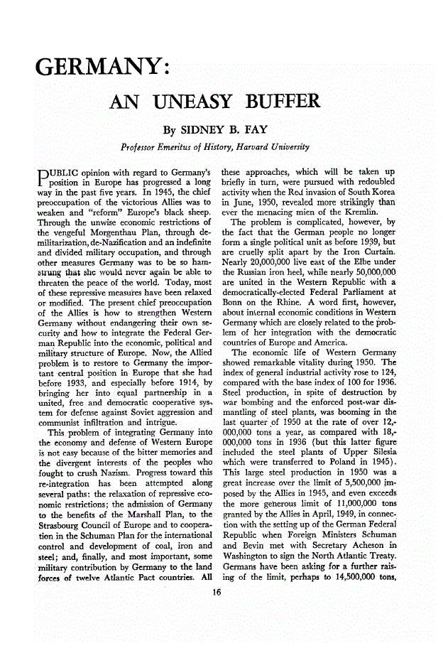 First page of Germany<subtitle>An Uneasy Buffer</subtitle>