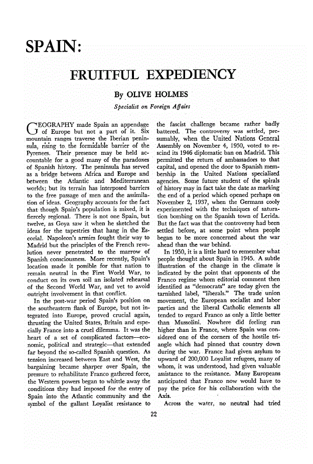 First page of Spain<subtitle>Fruitful Expediency</subtitle>