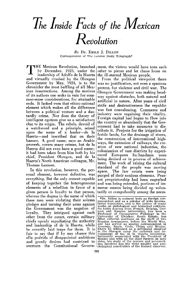 First page of The Inside Fads of the Mexican Revolution