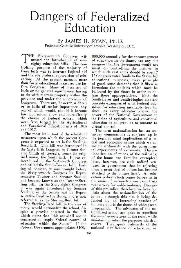 First page of Dangers of Federalized Education