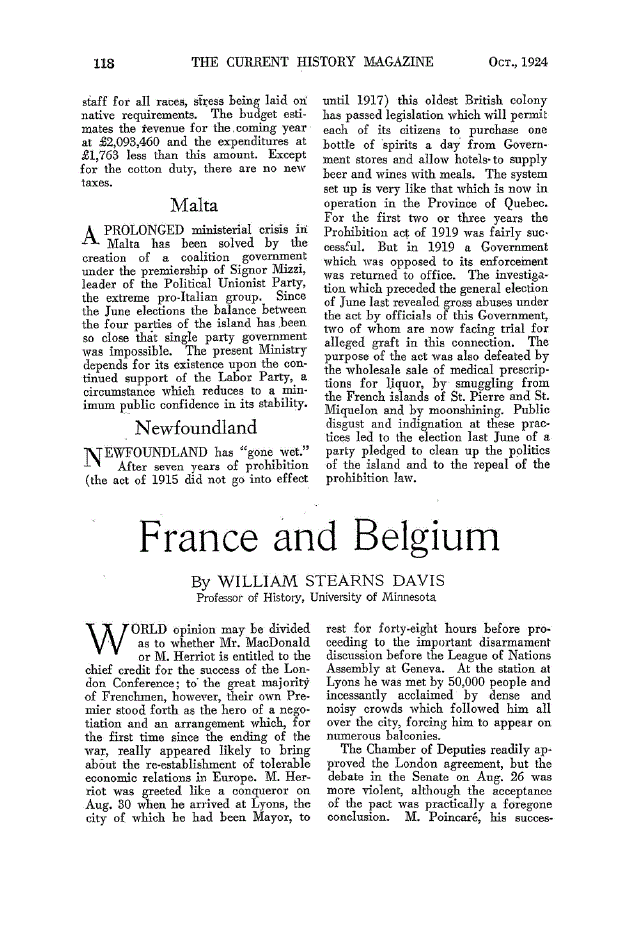 First page of France and Belgium
