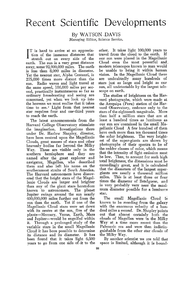 First page of Recent Scientific Developments