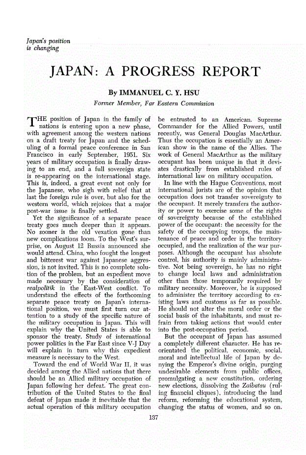 First page of Japan<subtitle>A Progress Report</subtitle>