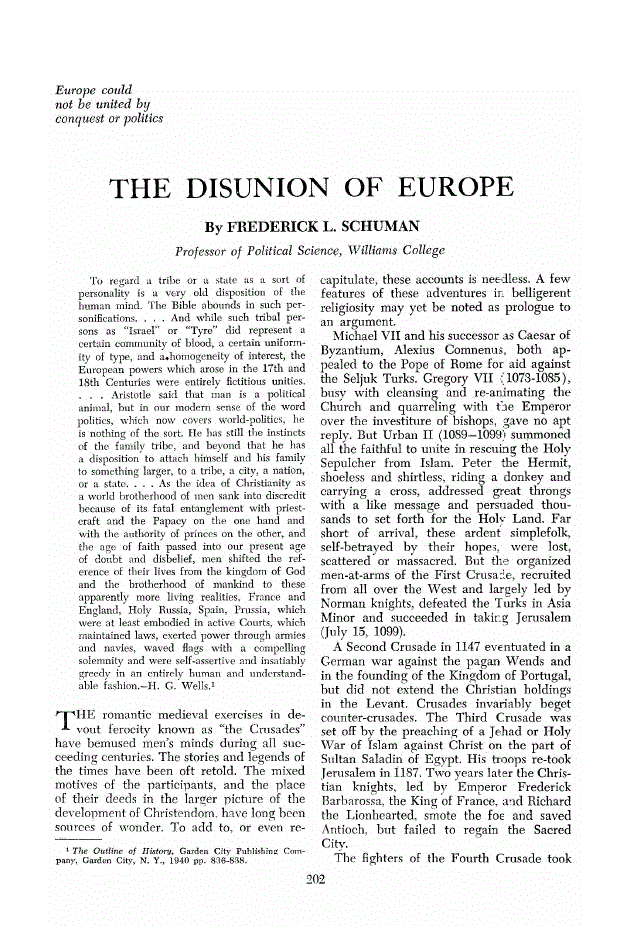 First page of The Disunion of Europe