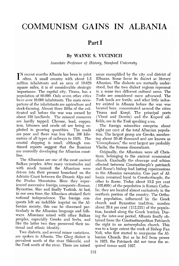 First page of Communism Gains in Albania