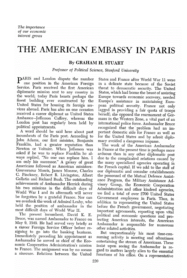First page of The American Embassy in Paris
