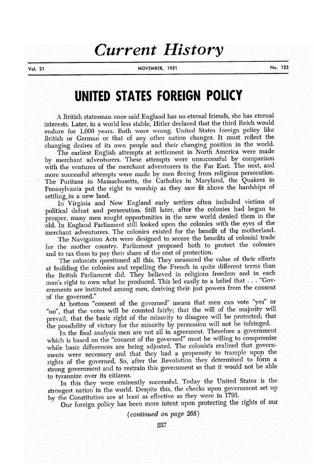 First page of United States Foreign Policy