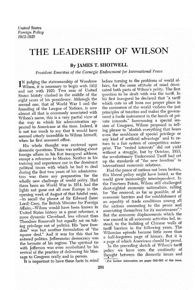 First page of The Leadership of Wilson