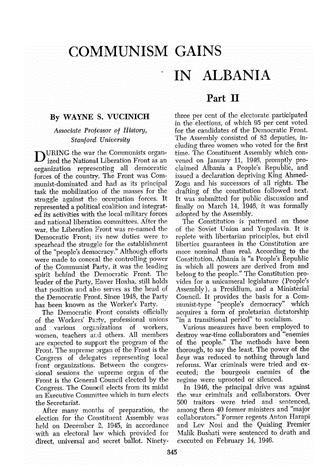 First page of Communism Gains in Albania