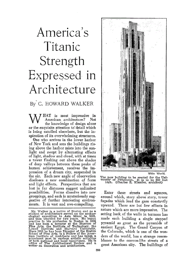 First page of America’s Titanic Strength Expressed in Architecture