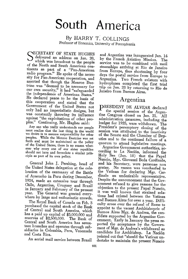 First page of South America
