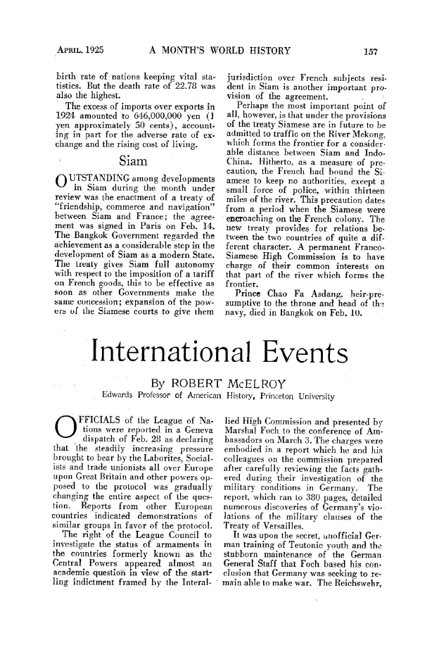 First page of International Events