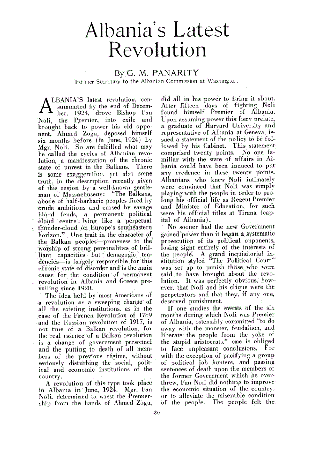 First page of Albania’s Latest Revolution