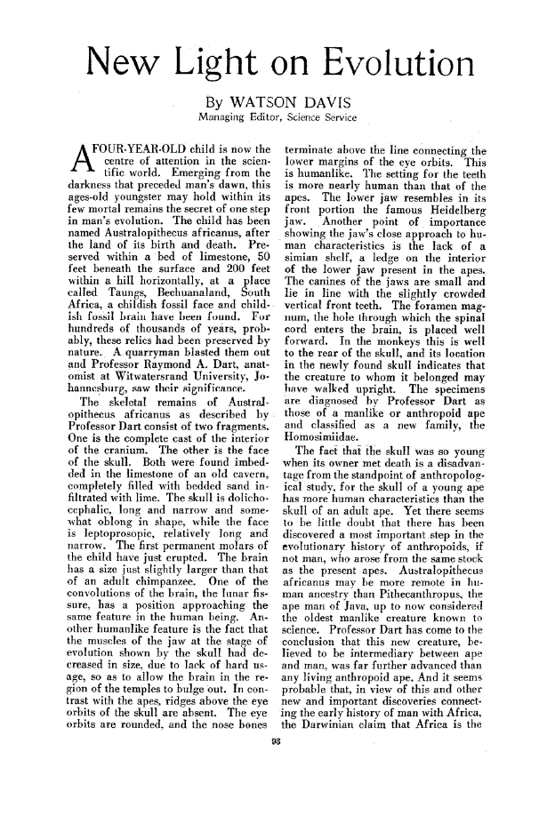 First page of New Light on Evolution