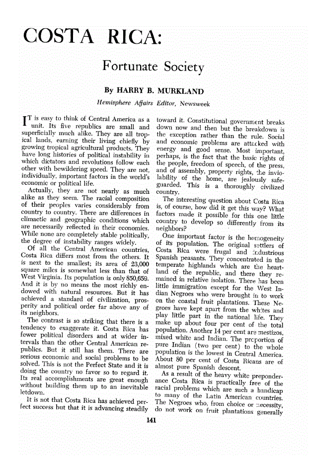 First page of Costa Rica<subtitle>Fortunate Society</subtitle>