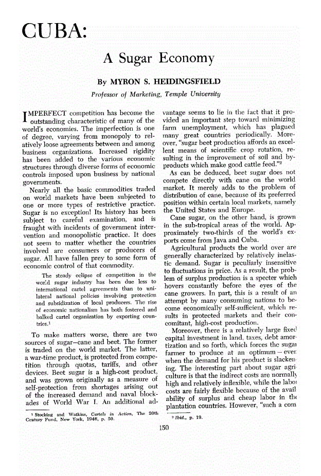 First page of Cuba<subtitle>A Sugar Economy</subtitle>