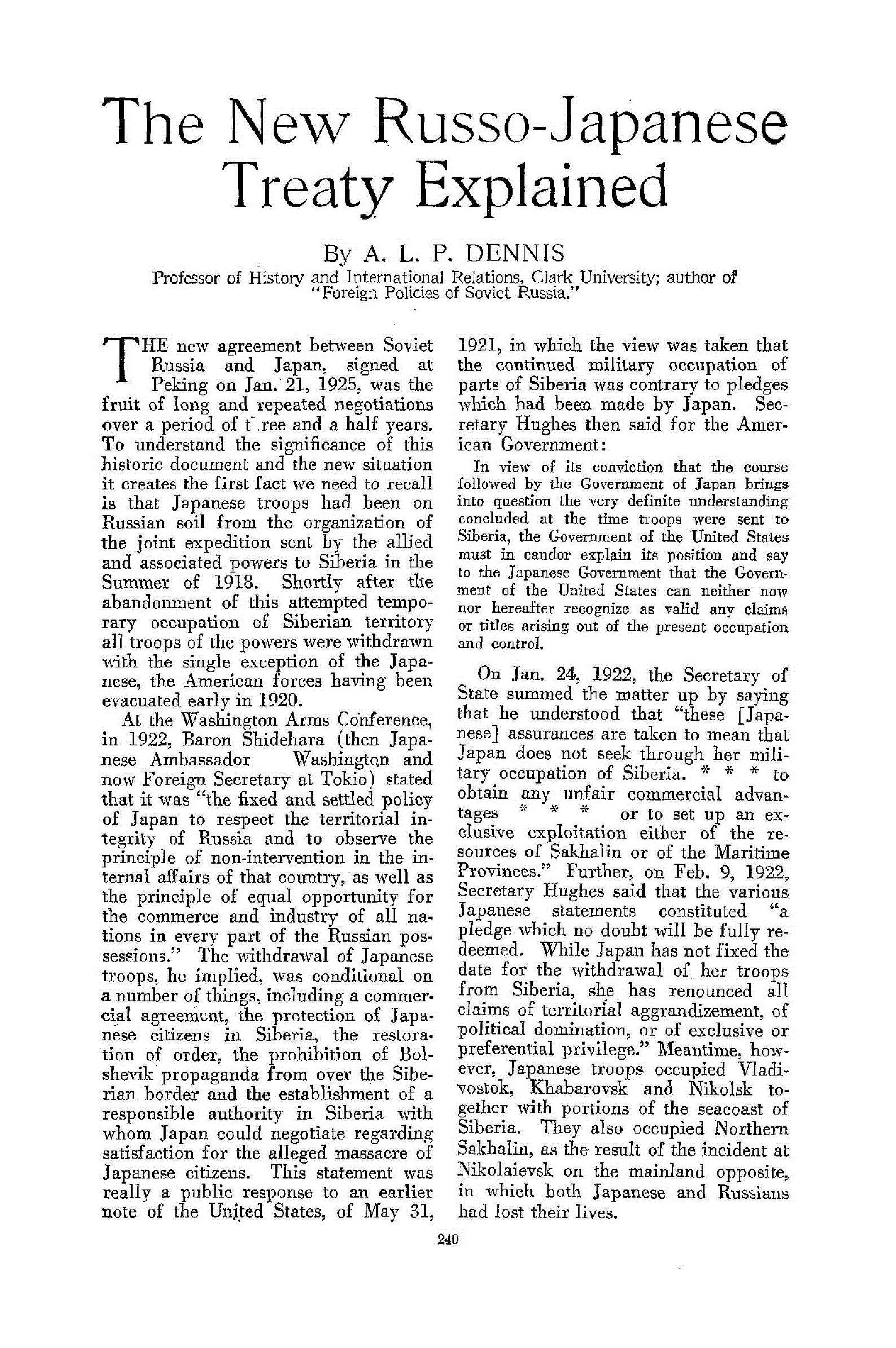 First page of The New Russo-Japanese Treaty Explained