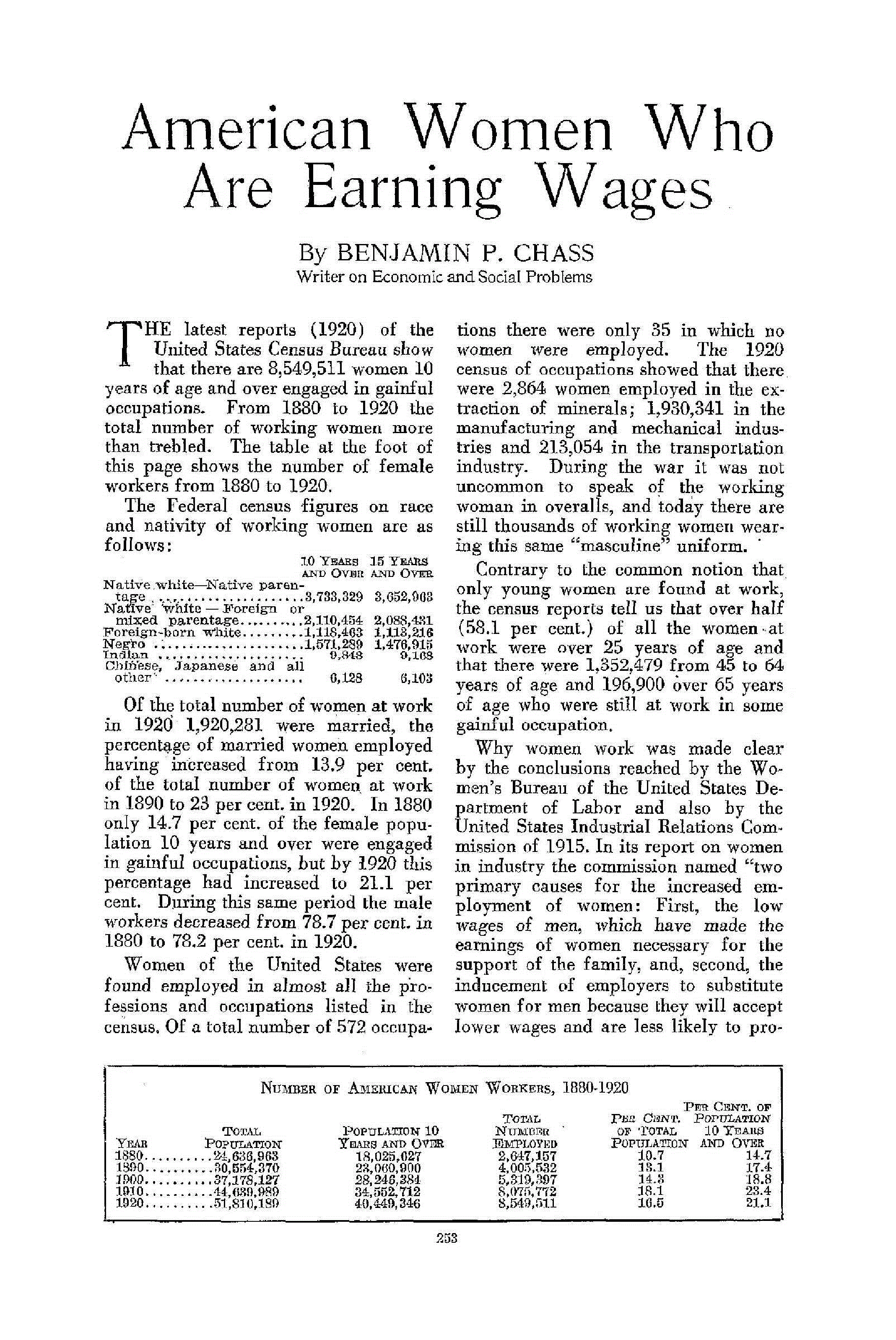 First page of American Women Who Are Earning Wages
