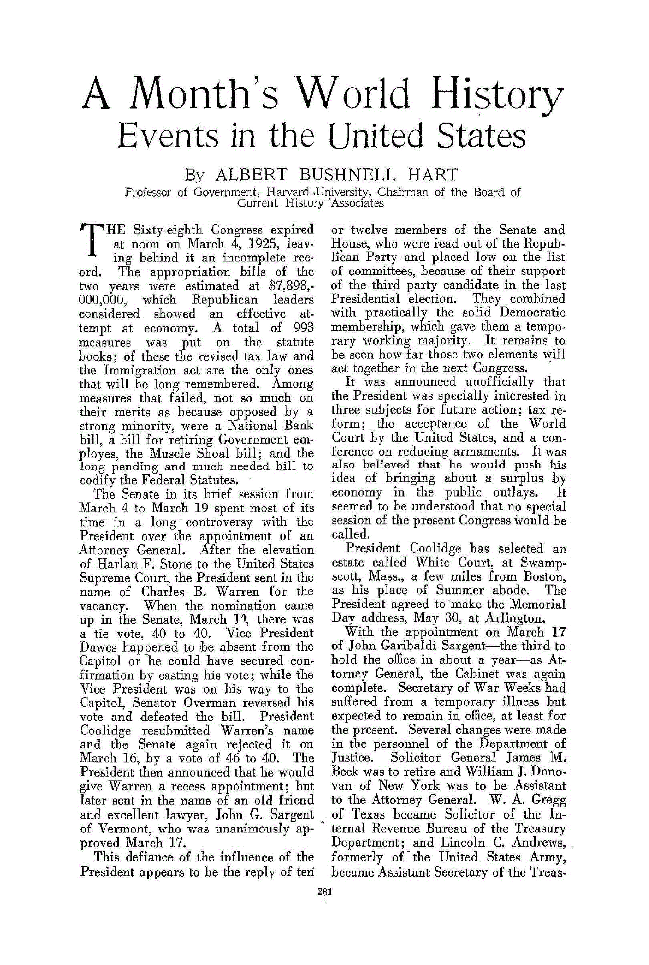 First page of Events in the United States