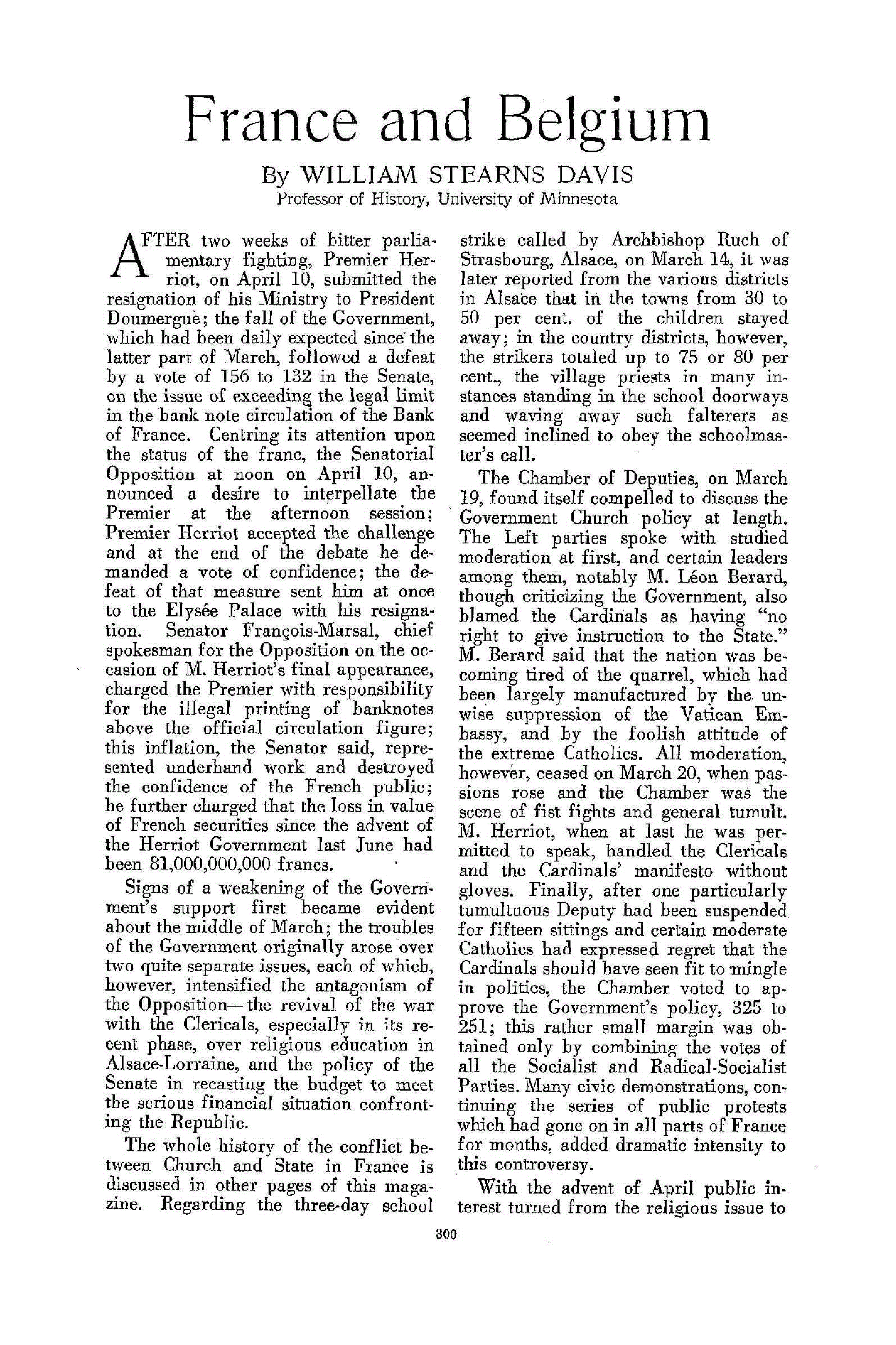 First page of France and Belgium