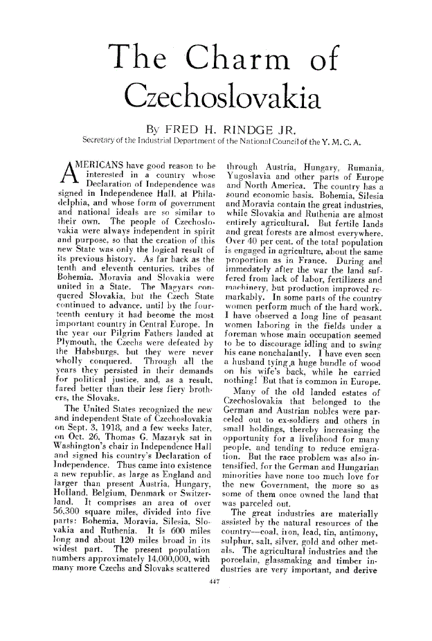 First page of The Charm of Czechoslovakia