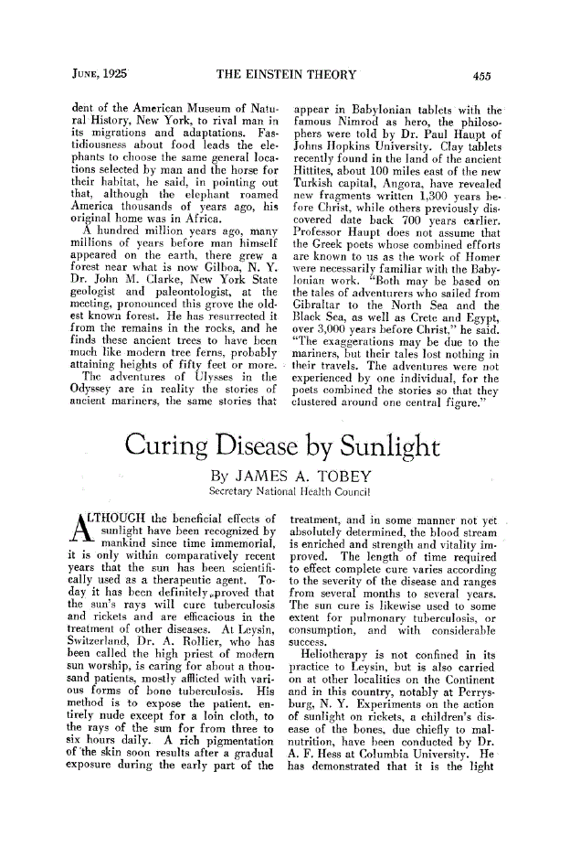 First page of Curing Disease by Sunlight