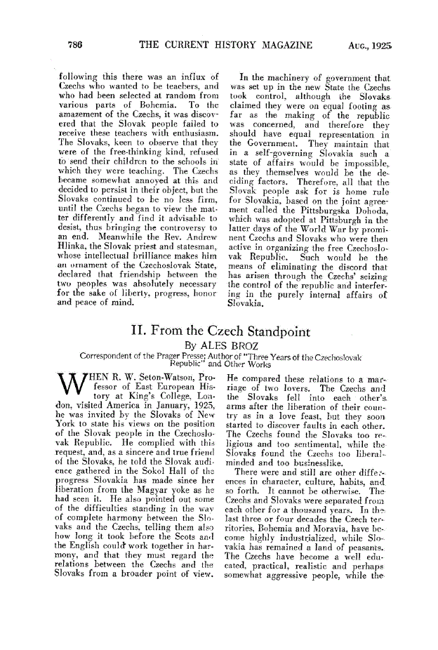 First page of II. From the Czech Standpoint