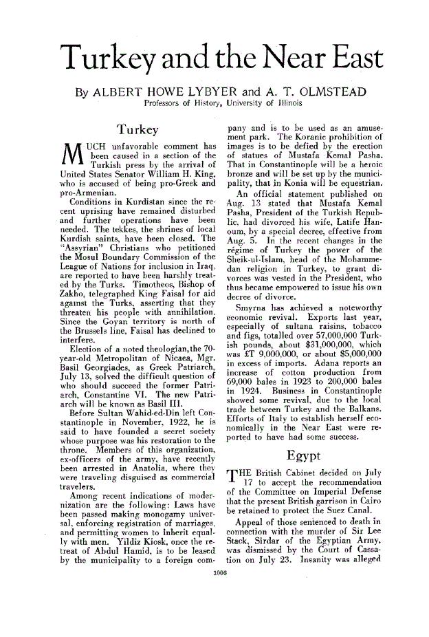 First page of Turkey and the Near East
