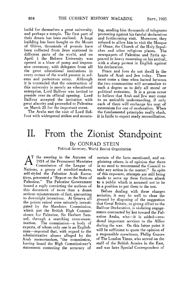 First page of II. From the Zionist Standpoint