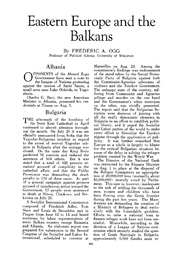 First page of Eastern Europe and the Balkans