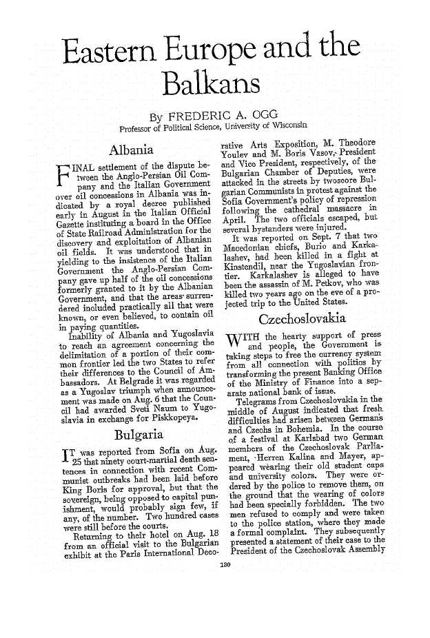 First page of Eastern Europe and the Balkans