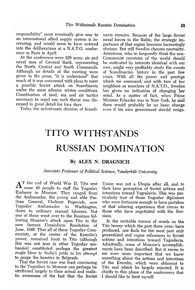 First page of Tito Withstands Russian Domination