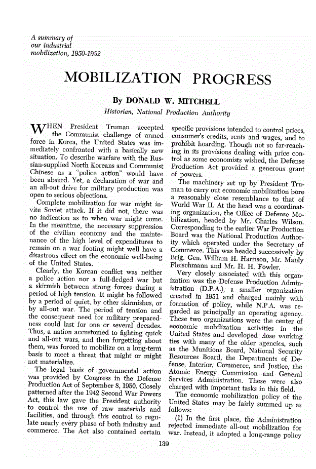 First page of Mobilization Progress