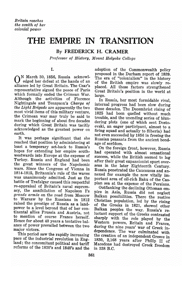 First page of The Empire in Transition
